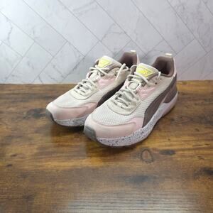 Puma Womens 10 Pink Beige Brown Suede Mesh Chunky Sneakers 396443-01